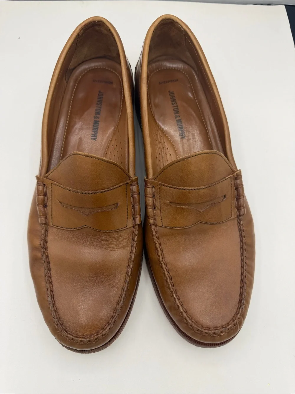 Johnston &‎ Murphy Tan Leather Penny Loafers